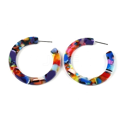 Cellulose Acetate(Resin) Half Hoop Earrings KY-S163-374-1