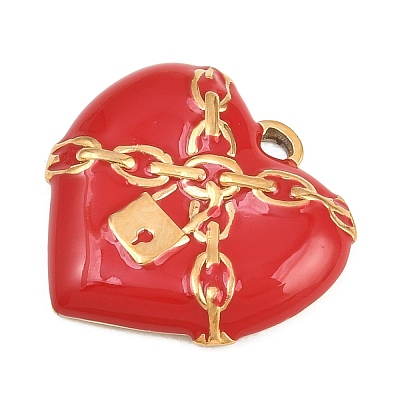 Valentine's Day 304 Stainless Steel Enamel Pendants STAS-E524-06B-G-1