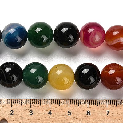 Dyed Natural Banded Agate Beads Strands G-G175-A10-01-1