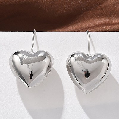 Heart Brass Dangle Earrings EJEW-B132-03P-1