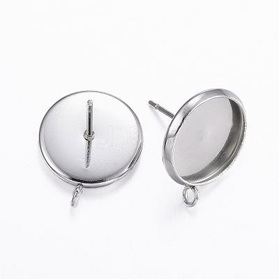 Non-Tarnish 304 Stainless Steel Stud Earring Settings X-STAS-H380-B-13P-1
