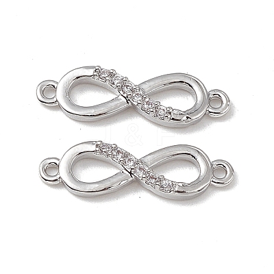 Brass Micro Pave Clear Cubic Zirconia Connector Charms KK-E068-VB387-1