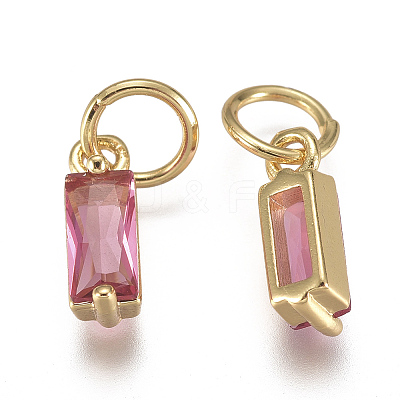 Brass Micro Pave Cubic Zirconia Charms X-ZIRC-F111-03G-02-1