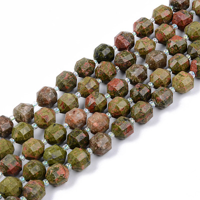 Natural Unakite Beads Strands G-R482-15-10mm-1