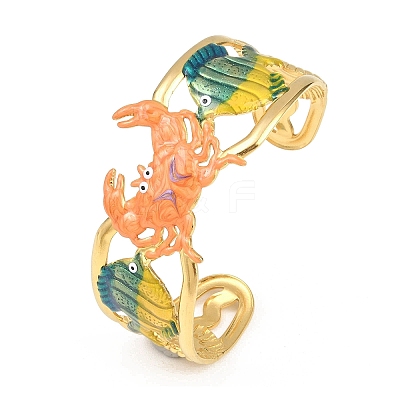 Ocaen Theme 304 Stainless Steel Enamel Cuff Bangles for Women BJEW-Z160-03G-02-1