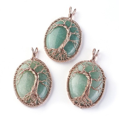 Natural Green Aventurine Big Pendants G-G771-C01-1