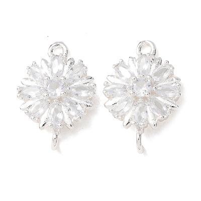 Brass Pave Clear Cubic Zirconia Connector Charms CU-CBAEC99-09S-1