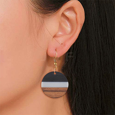 Tri-color Resin & Wood Pendants RESI-CJ0001-15-1