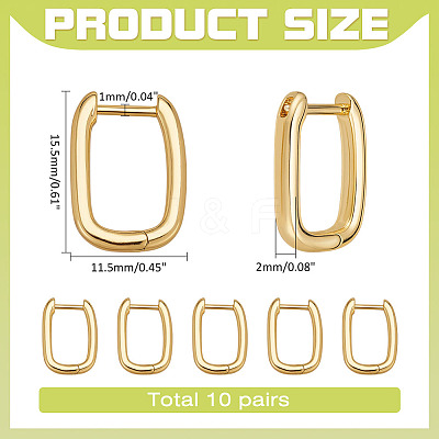 10 Pairs Brass Huggie Hoop Earrings EJEW-ME0001-08G-1
