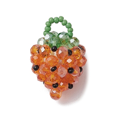 Glass Seed Beaded Pendants PALLOY-GD00003-04-1
