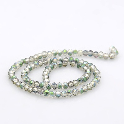 Half Rainbow Plated Faceted Rondelle Glass Beads Strands GLAA-A024B-HR01-1