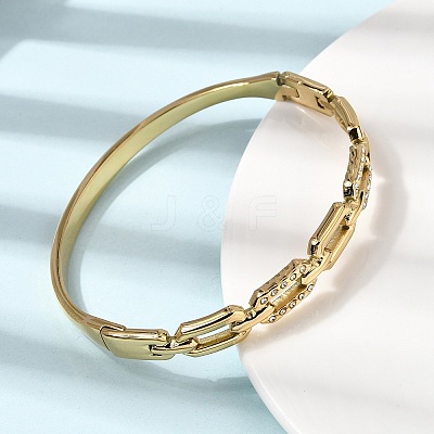 304 Stainless Steel Rhinestone Hinged Bangles for Women BJEW-B168-02A-G-1