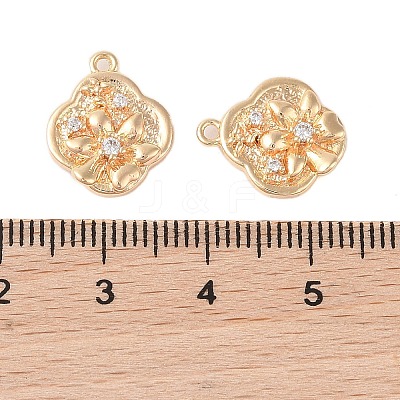 Brass Charms with Clear Glass KK-N254-57G-1