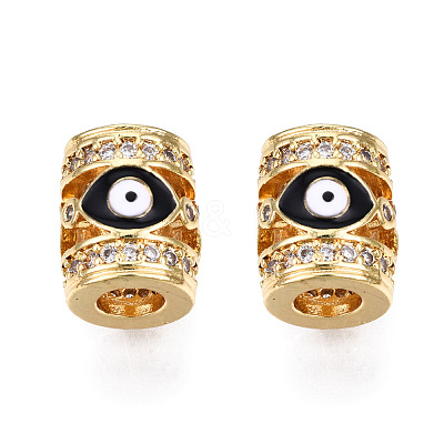 Brass Micro Pave Cubic Zirconia Beads KK-N227-90-1