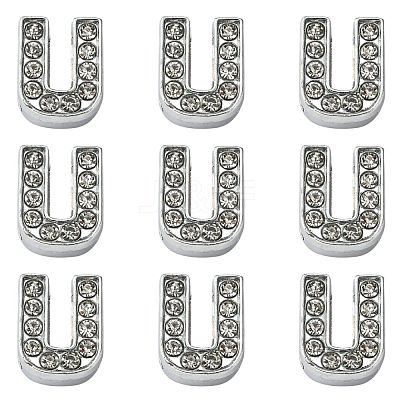 Alloy Initial Slide Charms with Grade A Rhinestones ALRI-R032-U-FF-1