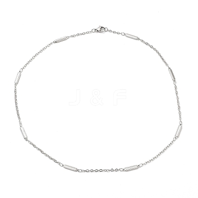 Non-Tarnish 304 Stainless Steel Rectangle Link Chain Necklace NJEW-K249-04P-1