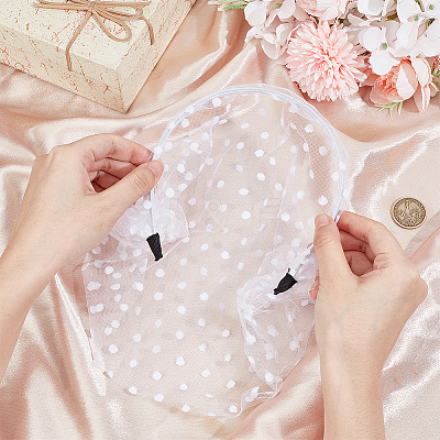 Polyester Mesh Veil Hair Bands OHAR-WH0021-63A-1