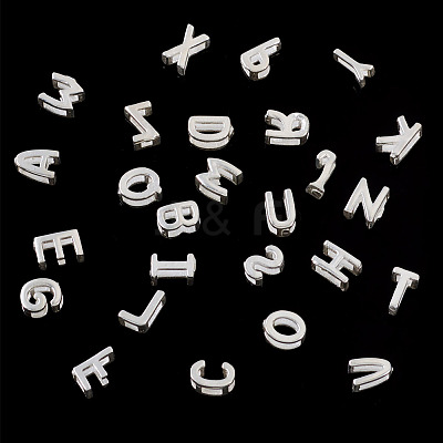 6Pcs 925 Sterling Silver Hollow Initial Beads STER-TA0001-53D-1