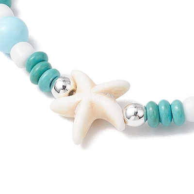 3Pcs Synthetic Turquoise & Porcelain & Dyed Natural Howlite Beads Stretch Bracelets for Women BJEW-JB11793-1