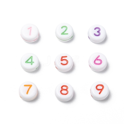 Opaque Acrylic Flat Round Beads SACR-Q100-M034-1