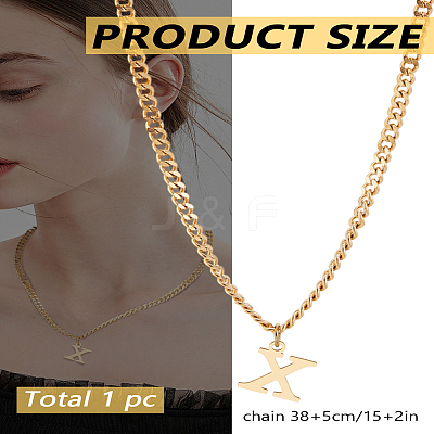 1Pc 304 Stainless Steel Letter Pendant Necklaces NJEW-LP0001-33X-G-1