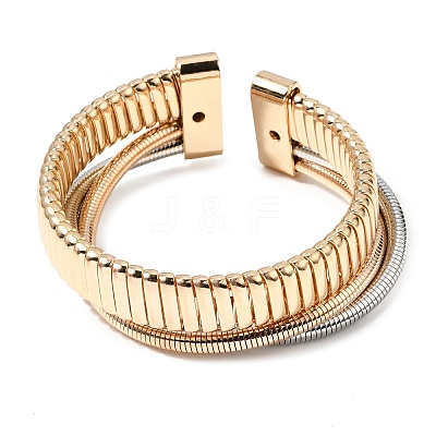 Two-tone Iron Multi-strand Snake Chain Cuff Bangles for Women BJEW-P390-01B-A-1