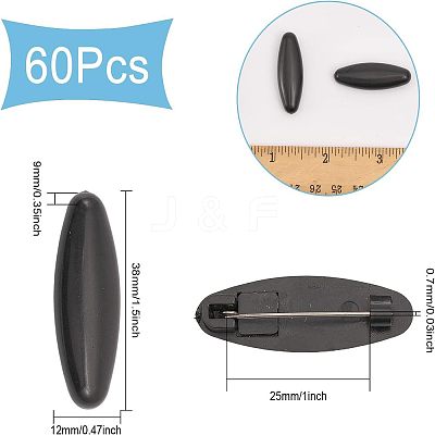 60Pcs Plastic Oval Lapel Pins JEWB-CA0001-21-1