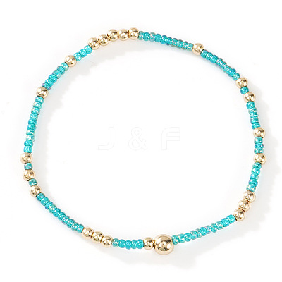 Glass Seed Beads & CCB Beads Stretch Bracelets TB4137-38-1