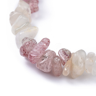Natural White Moonstone & Strawberry Quartz Chip Stretch Bracelets BJEW-JB04490-05-1