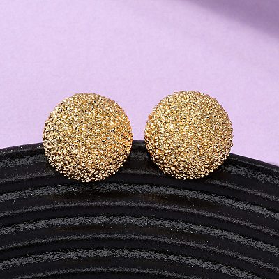 Brass Textured Stud Earrings EJEW-A143-02C-G-1