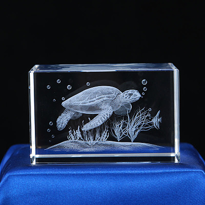 3D Laser Engraving Animal Glass Figurine LS-DJEW-R013-01D-1
