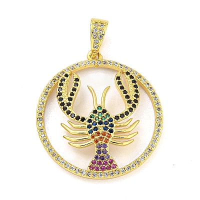 Real 18K Gold Plated Brass Micro Pave Cubic Zirconia Pendants KK-R159-37G-1