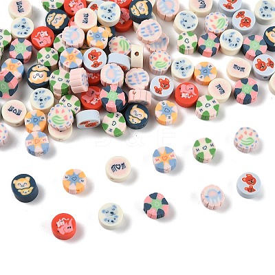 100Pcs 2 Styles Handmade Polymer Clay Beads CLAY-FP0001-11B-1