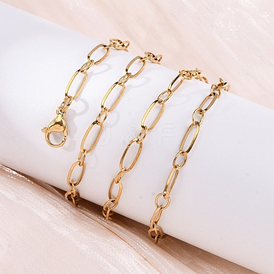 304 Stainless Steel Oval Link Chain Necklaces X-NJEW-Q013-09G-1