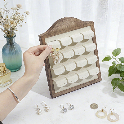 Wooden Photo Frame Shaped Earring Display Easels EDIS-WH0043-005-1