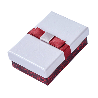 Kraft Cotton Filled Rectangle Cardboard Jewelry Set Boxes with Bowknot X-CBOX-N006-03-1