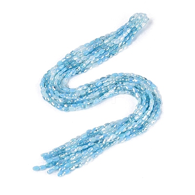 Electroplate Imitation Jade & Opaque & Transparent Glass Beads Strands EGLA-Q135-4x6MM-01A-1