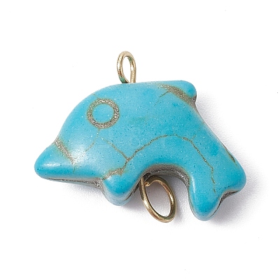 Synthetic Turquoise Connector Charms PALLOY-JF02372-02-1