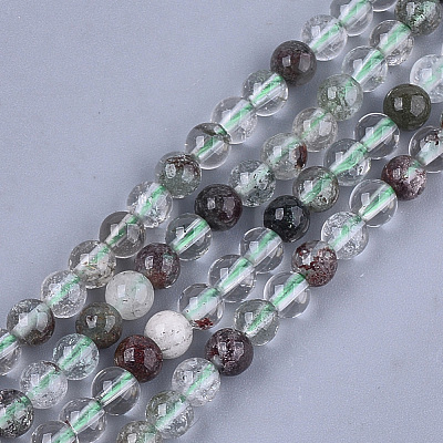 Natural Green Lodolite Quartz/Garden Quartz Beads Strands X-G-S333-6mm-036-1