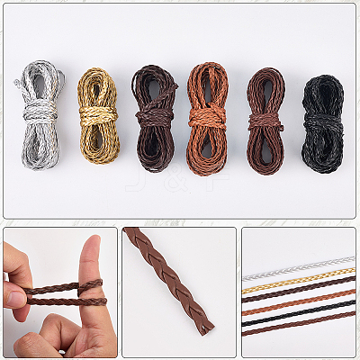 5M 3-Ply PU Leather Braided Cord LC-GF0001-12B-1