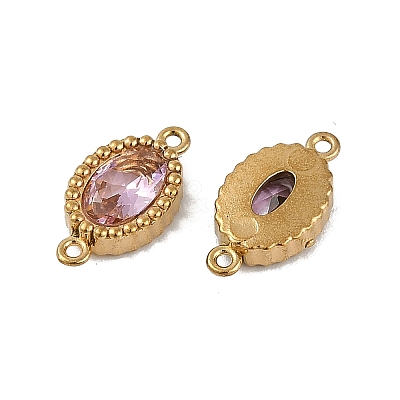 Ion Plating(IP) 304 Stainless Steel Cubic Zirconia Oval Links Connector Charms STAS-K256-22G-06-1