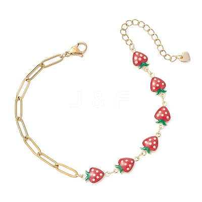 3Pcs 3 Styles Brass Enamel Link Chains Bracelets BJEW-JB13148-1