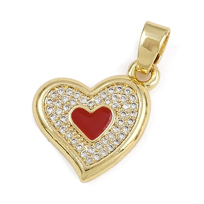 Brass Micro Pave Cubic Zirconia Enamel Pendants KK-Z123-19G-03-1