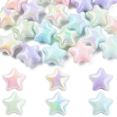 20Pcs UV Plating Acrylic Beads MACR-YW0004-23-1