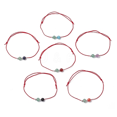 6Pcs Natural Gemstone Beads Bracelets for Men Women BJEW-JB11752-1