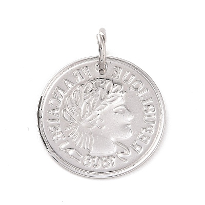 Non-Tarnish 304 Stainless Steel Coin Pendants LS-STAS-F183-05P-1