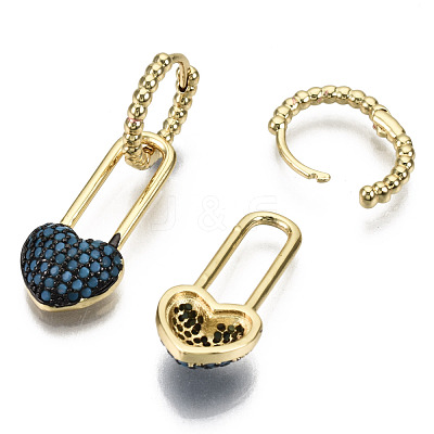 Brass Micro Pave Cubic Zirconia Dangle Huggie Hoop Earrings EJEW-S208-109A-NF-1