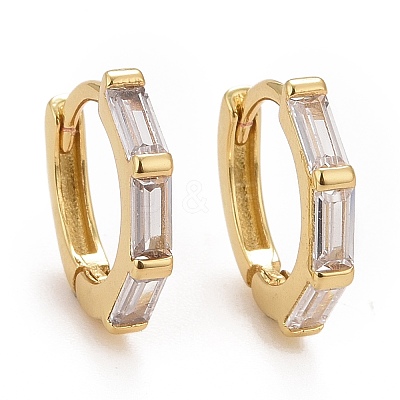 Clear Cubic Zirconia Rectangle Hoop Earrings X-EJEW-I265-08G-1