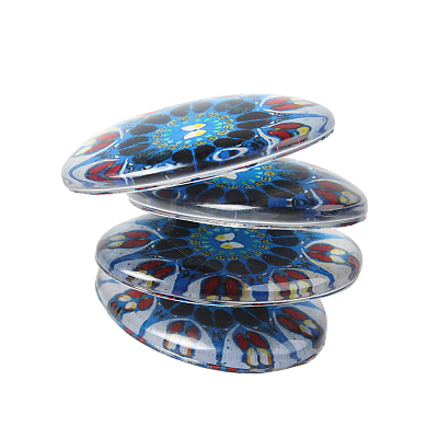 Mosaic Printed Glass Oval Cabochons GGLA-N003-18x25-G-1