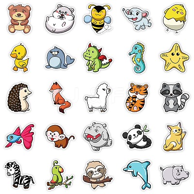 50 Pieces Cartoon Animal Graffiti Waterproof Paper Stickers STIC-R001-10-1